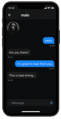 MalO SCP-1471 chat app interface on Android phone